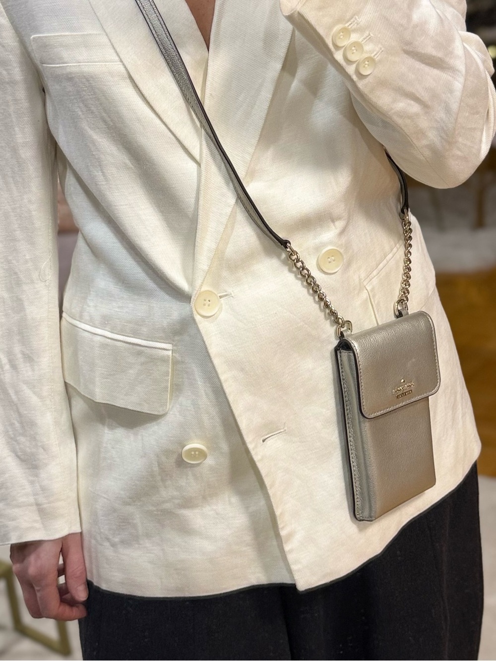 kate spade Silver Pebbled Leather Crossbody Phone Pouch - Picture 6 of 6